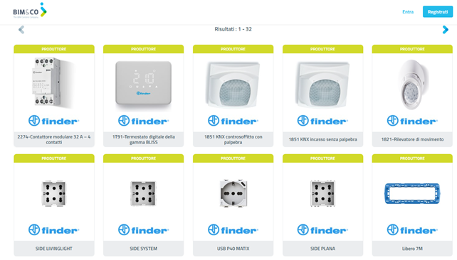 Prodotti Finder sul catalogo BIM&CO